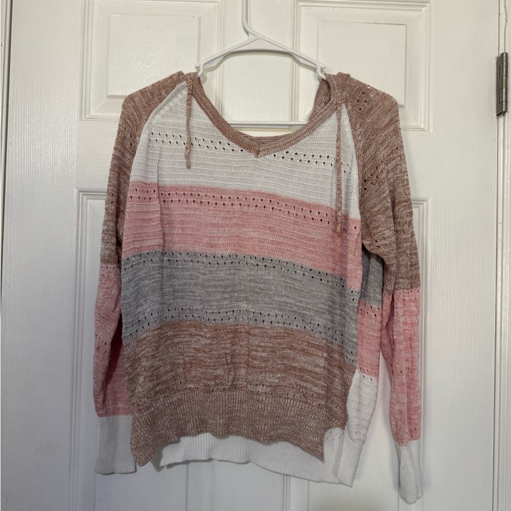 Striped Pink and Brown Women's Sweater